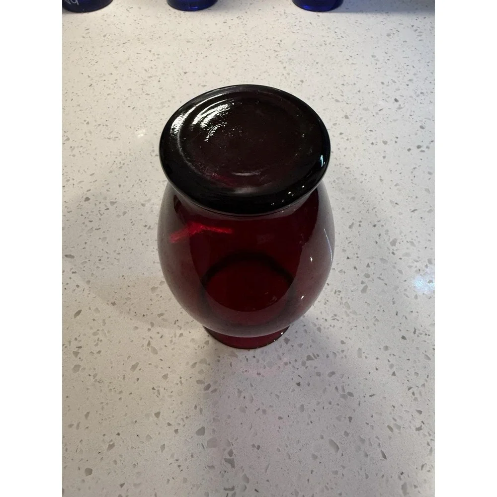 Anchor Hocking Royal Ruby Red Flower Vase Mid Century Modern Depression Glass